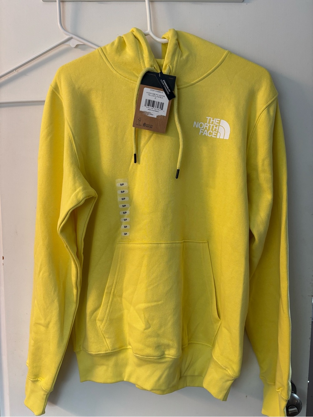The North Face Men’s Yellow Pullover Crewneck Hoodie with White Logo